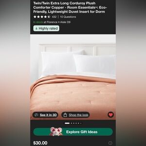 Room Essentials Copper Corduroy Comforter - TWIN / TWIN XL